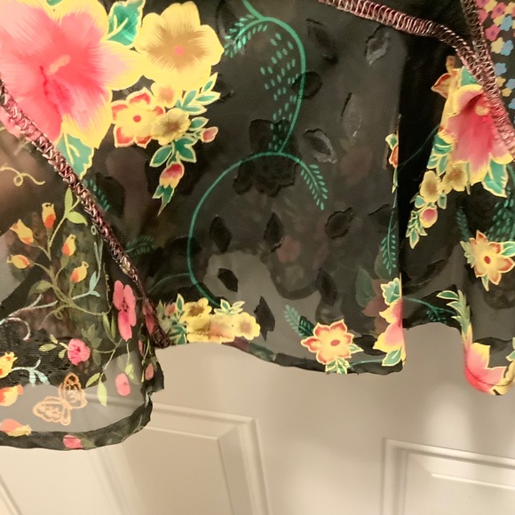 tommy n loulou vintage black maxi skirt x-large floral flare hem modest whimsy - Picture 7 of 15